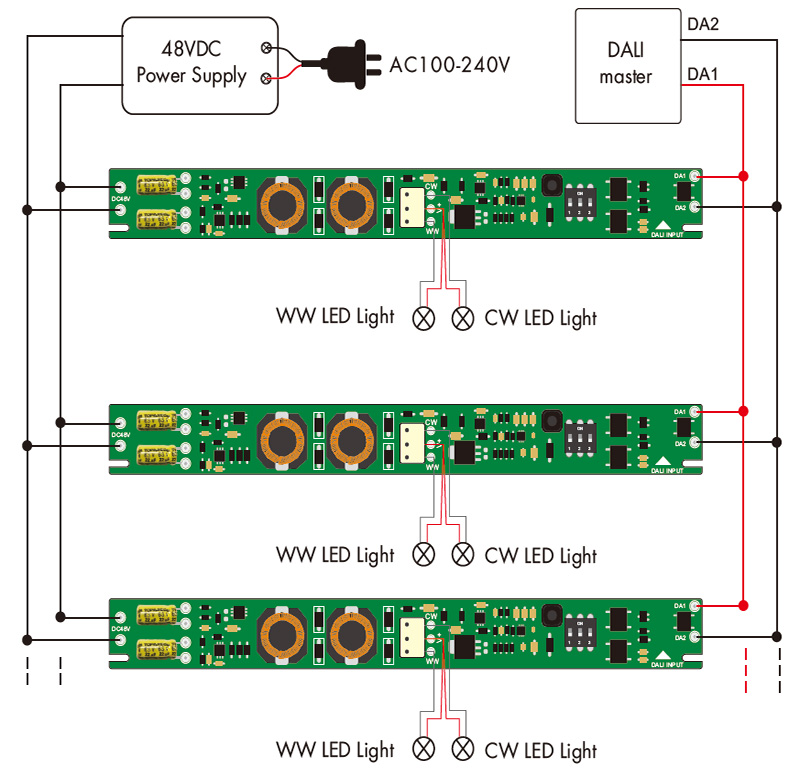 CXD-21A-2 150 to 500mA DALI CCT LED Driver Wiring diagram