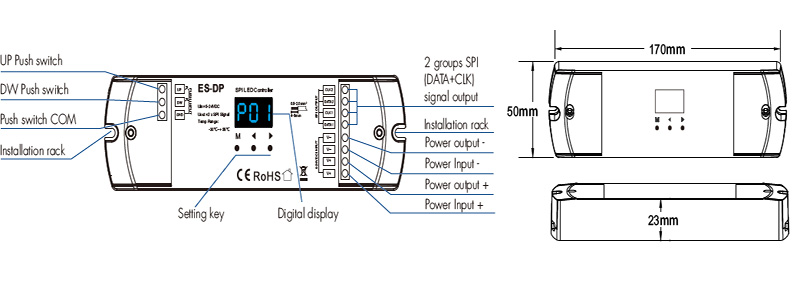 ES-DP  Dual Push Button SPI RGB LED Controller Structures