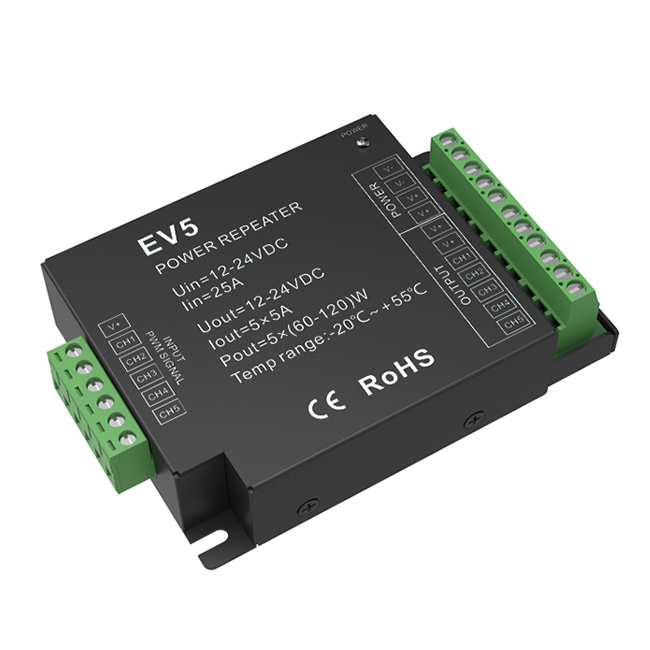 5CH*5A 12-24VDC CV Power Repeater EV5 For RGB+CCT LED Strip Lights
