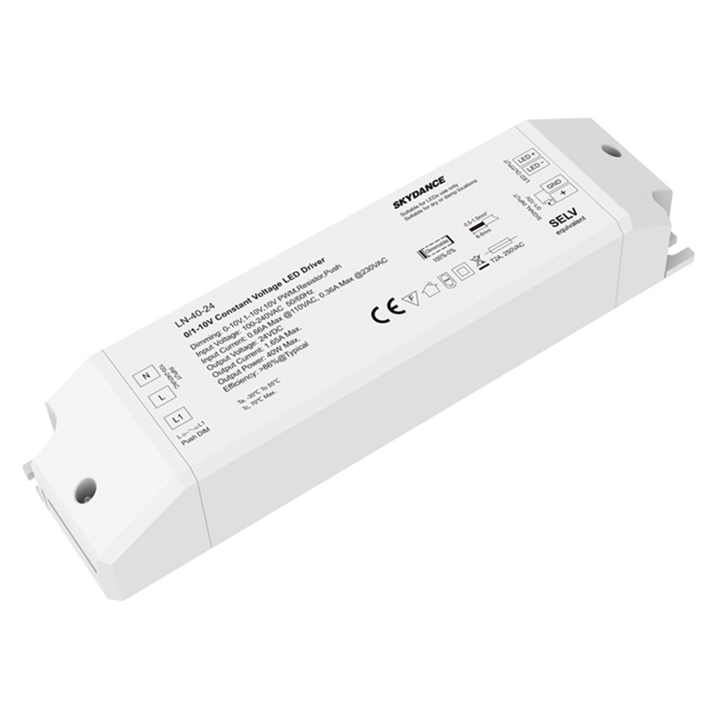 40W 24VDC CV 0/1-10V& switchDim LED Driver LN-40-24
