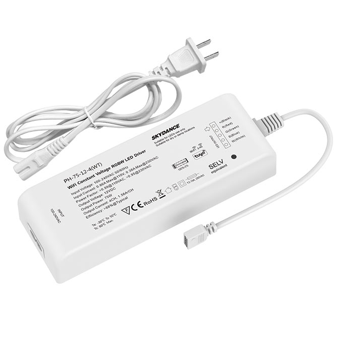 4CH 75W 12V WiFi+RF Dimmable LED Driver PH-75-12-4(WT)
