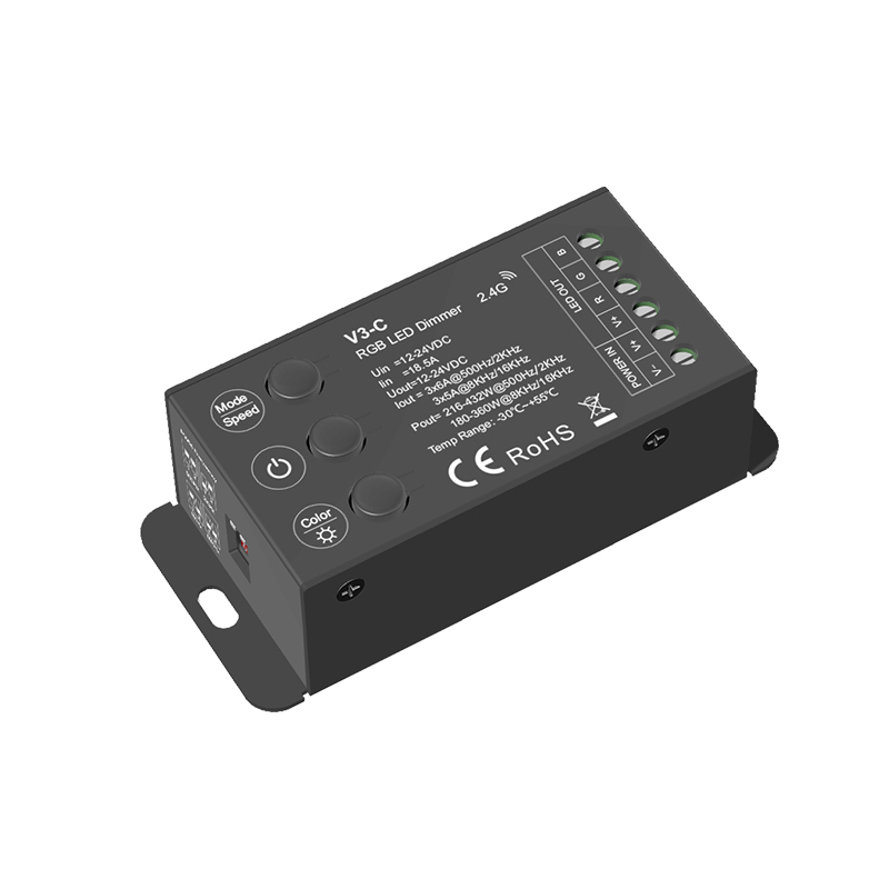 RF Series V3-C Mini Hardwired High Power 18A 3 Button RGB Light Controller