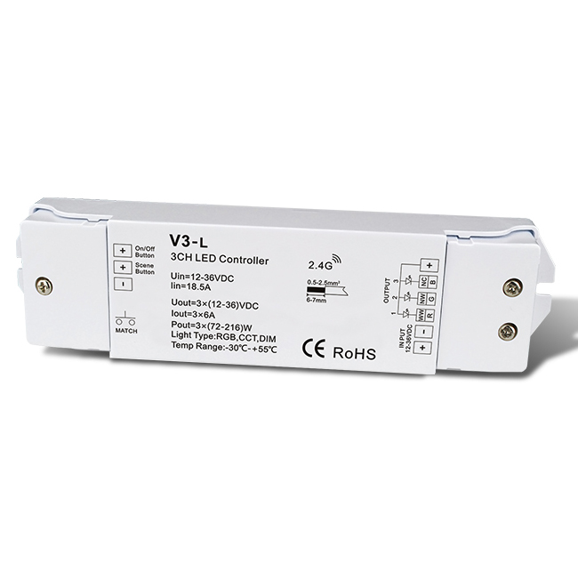 3CH 6A Constant Voltage RF 2.4G RGB controller CCT Receiver V3-L For make an led strip light