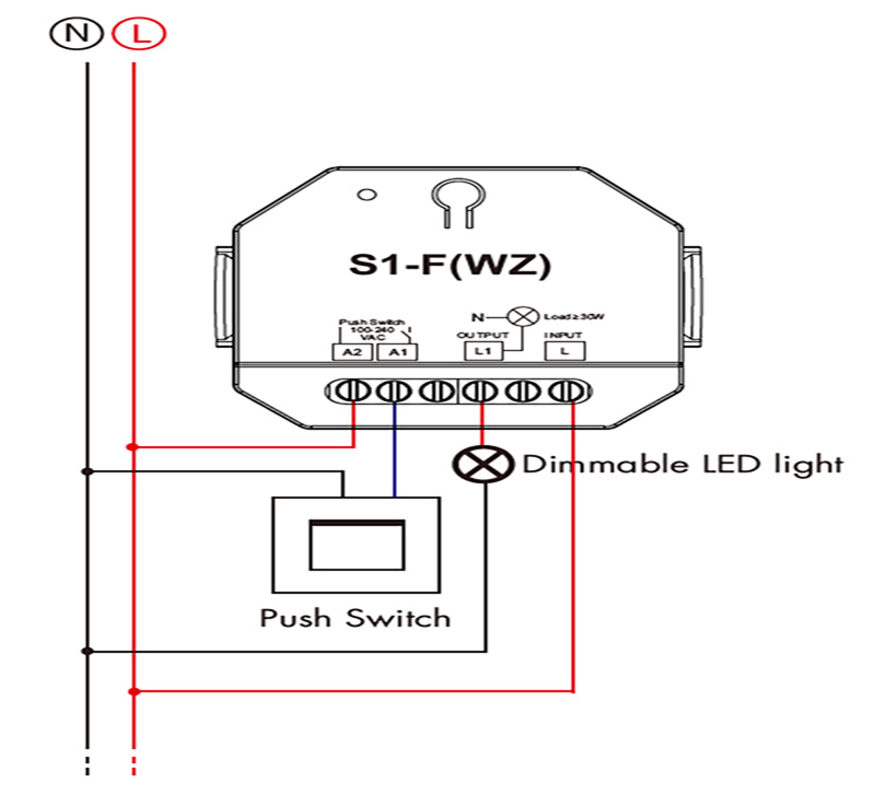 Din Rail LED TRAIC Dimmer Switch S1-F(WZ) Wiring diagram