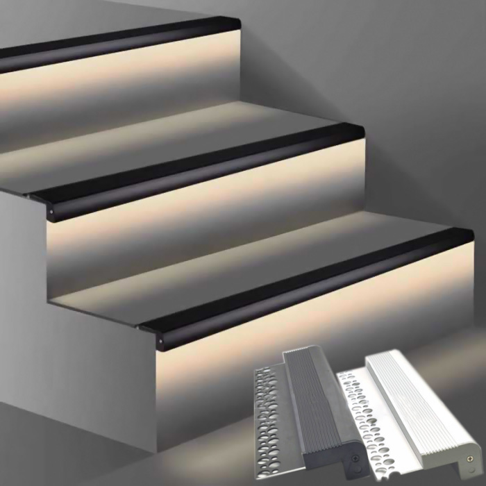 Floor Tile Step Edge Trim Anti-Skid 12mm LED Illuminated Stair Nosing Floor Tile Step Edge Trim Anti-Skid 12mm LED Illuminated Stair Nosing
