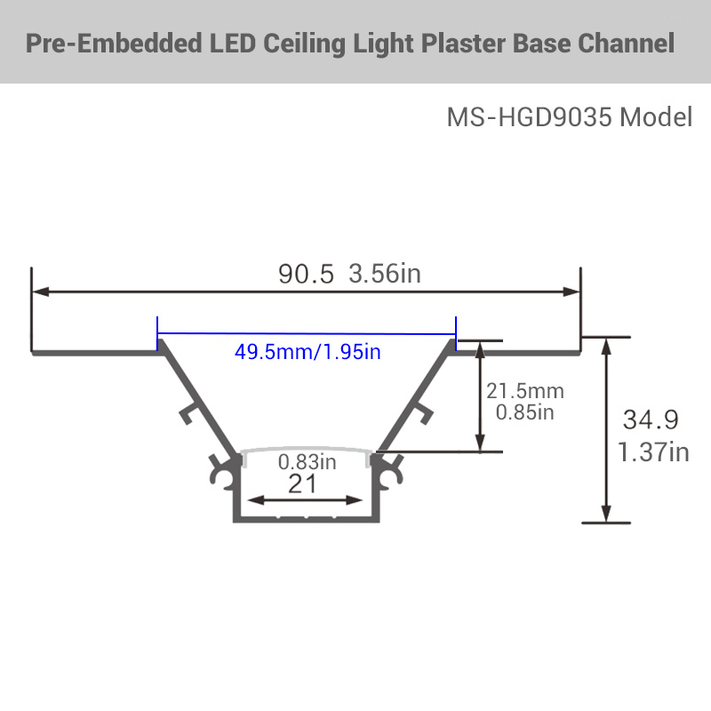 Dual-Flange Pre-Embedded LED Cove Ceiling Light Plaster Base Channel White Dual-Flange Pre-Embedded LED Cove Ceiling Light Plaster Base Channel White
