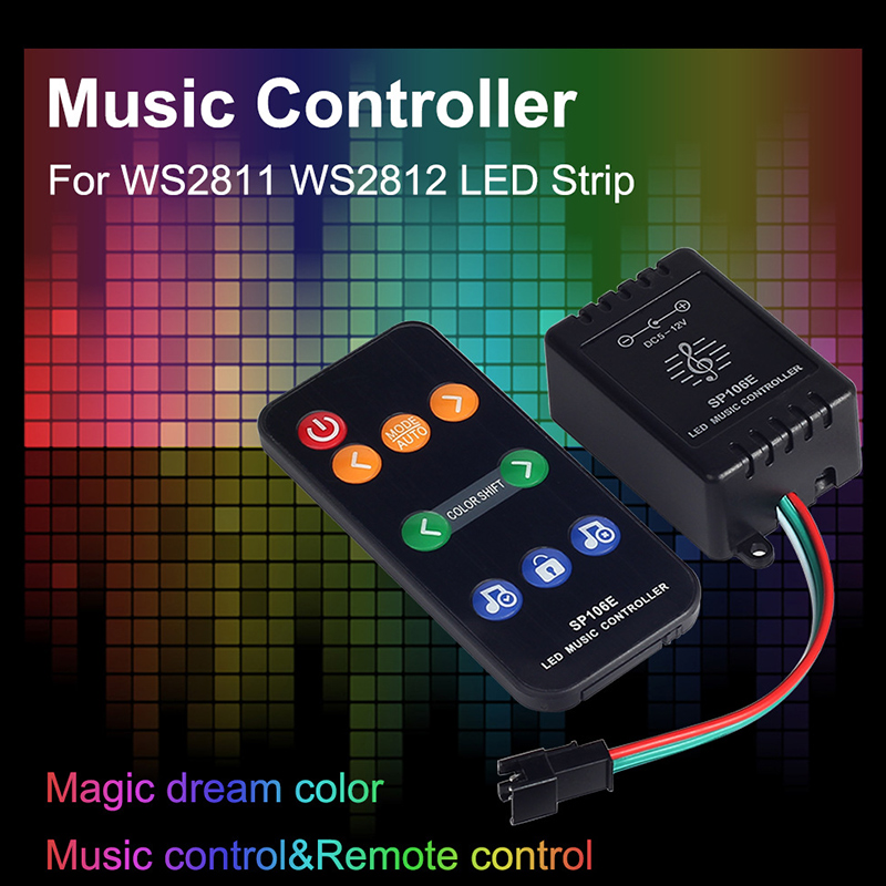 DC12V WS2811 60LEDs/m 5050SMD Dream Color Waterproof IP65 LED Addressable  LED Strip Light With Music Controller + 9keys RF Remote + 5A Power Supply  Kits, 16.4/32.8ft For Sale [LSLKDC-MUSIC-02] - $36.99 