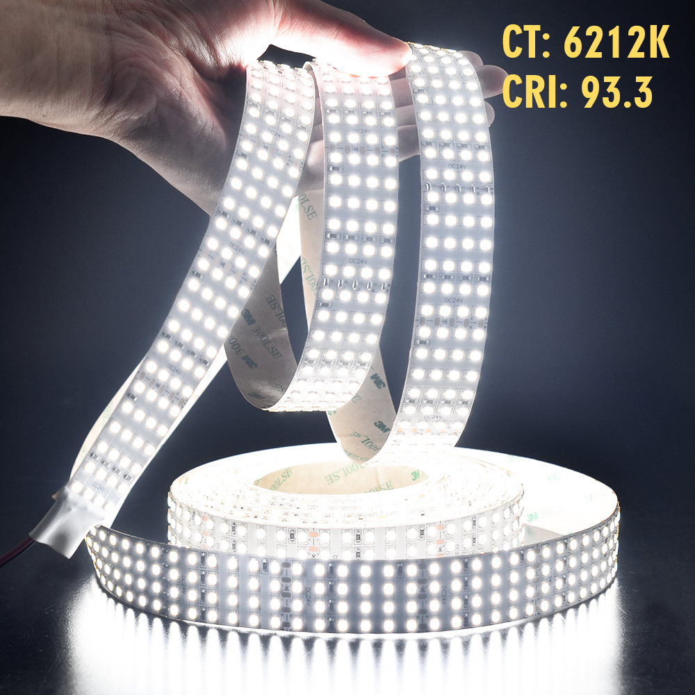 superlightingled Super Bright White LED Strip - 2835smd High CRI 90 Quad Row Flexible LED Strip Lights - 24VDC IP20 17,650 lm/roll for LED Ret