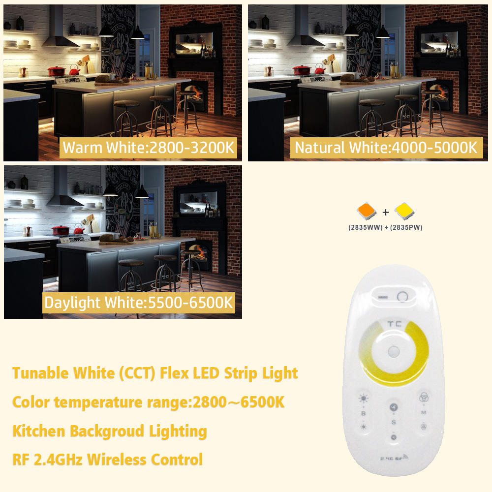 CCT LED Strip Controller with Wireless Remote for Warm White