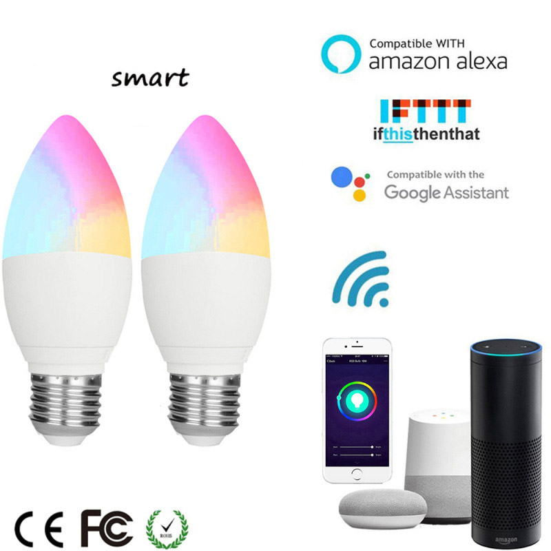 E14 Smart WiFi Candle Light Bulb RGBW LED Works with Alexa Google Assistant #K 