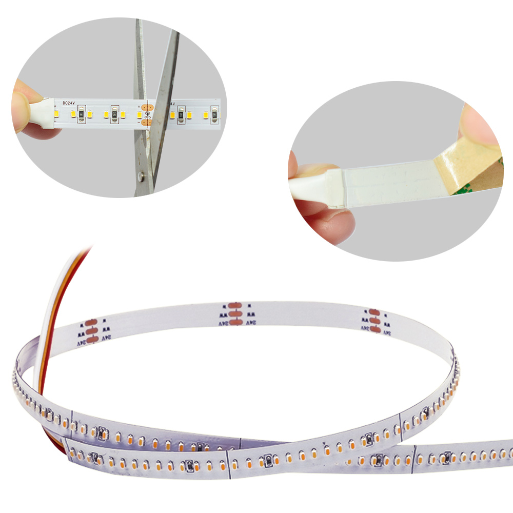 High CRI 95 2110SMD 308LEDs Tunable white CCT LED Strip Lights - DC24V Pure White+Warm White LED Lights