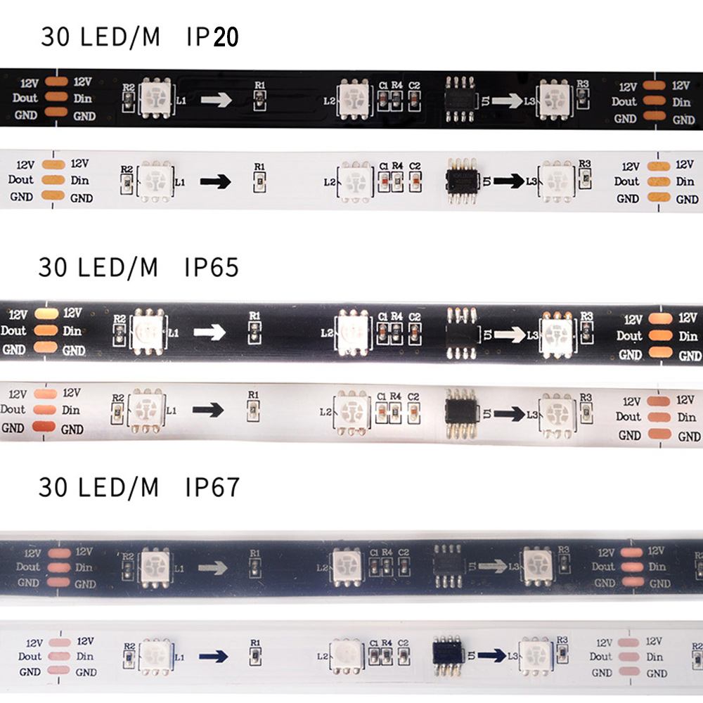 Professione Led - Striscia LED RGB DC 12V digitale 30LED/mt WS2811 IP54