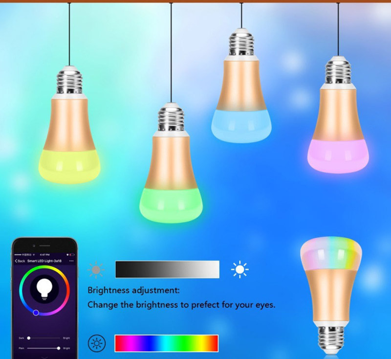 3 Pack A19 E26 7W Bulbs,1 Mesh Hub Alexa and Google Home Koopower Smart LED WiFi and Bluetooth Mesh Bulb Multicolor Dimmable Bulbs with DIY Dynamic Mode APP Controled Smart Lights Work with Siri 
