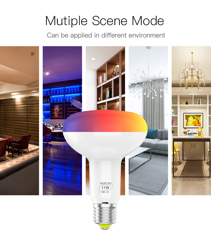 E27 WiFi Smart Mushroom LED Bulb BR30, Color Change And Dimmable