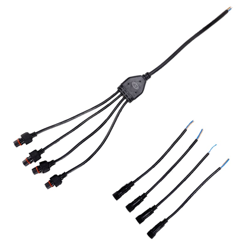 Waterproof 1-to-4 Power Splitter Connector Cable (2 Pin) Waterproof 1-to-4 Power Splitter Connector Cable (2 Pin)