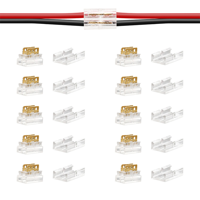 10 Pcs Small Solderless Push in Quick Clamp 2 Pin Wire to Wire Connectors with Caps