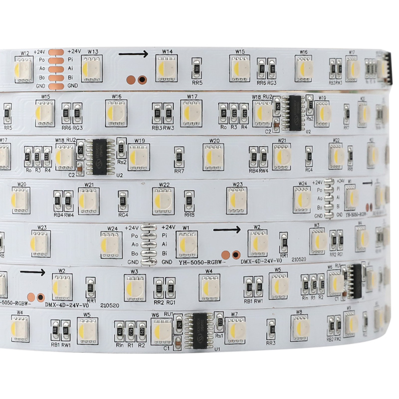 24V DMX512 RGBW Color Chasing SMD5050 Addressable LED Light Strip 48 LEDs/m 24V DMX512 RGBW Color Chasing SMD5050 Addressable LED Light Strip 48 LEDs/m