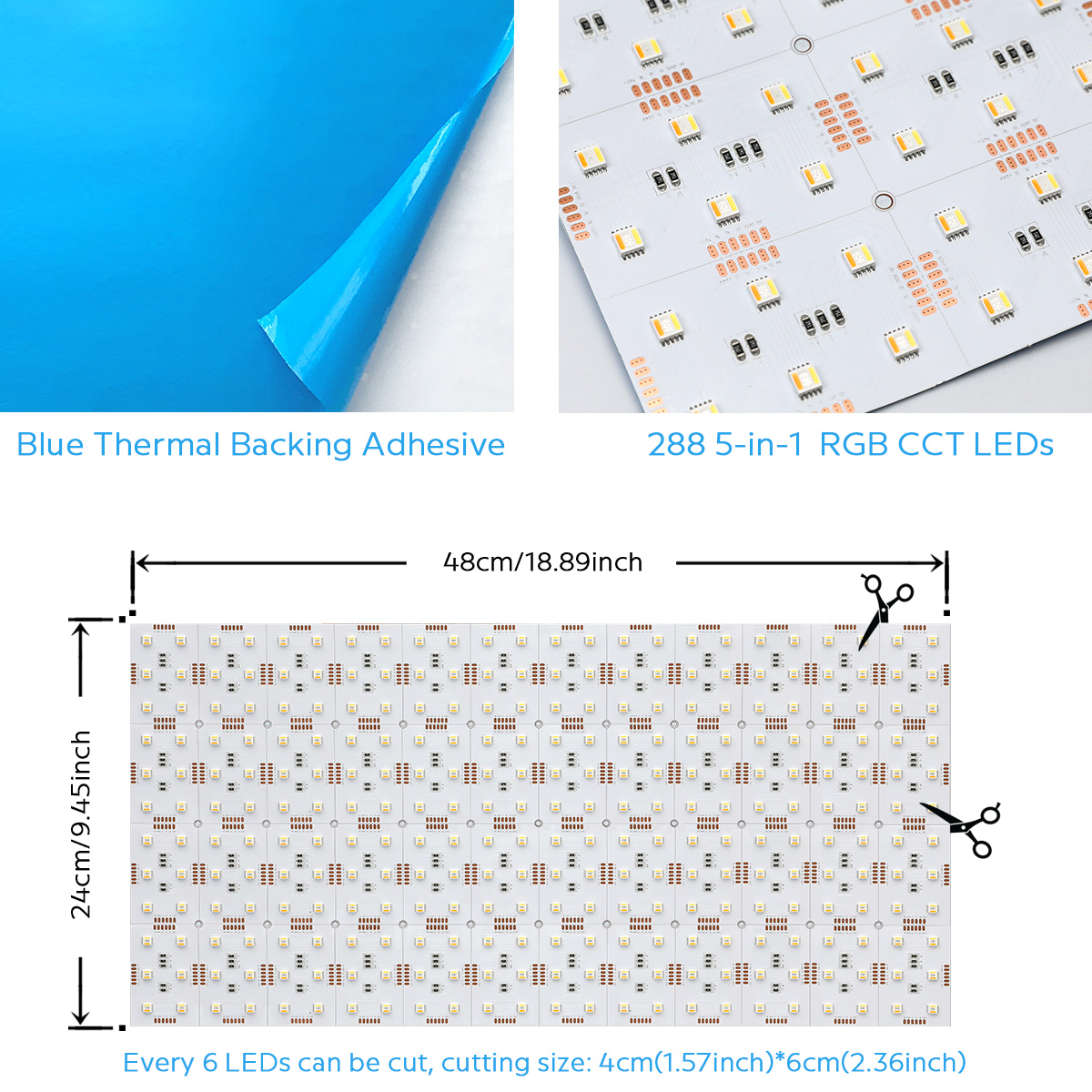 24V 5-In-1 5050 RGBCCT Color Changing Flexible LED Sheet 24X12 24V 5-In-1 5050 RGBCCT Color Changing Flexible LED Sheet 24X12