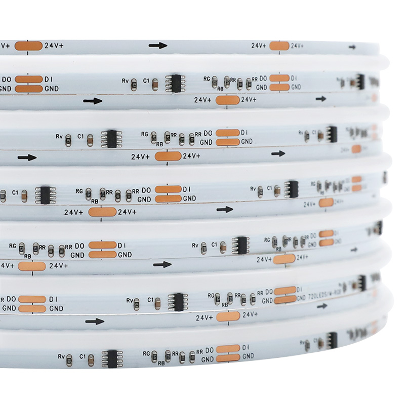 24V WS2811 FCOB Chip on Board RGB LED Strip Addressable Tape Light 10mm Width