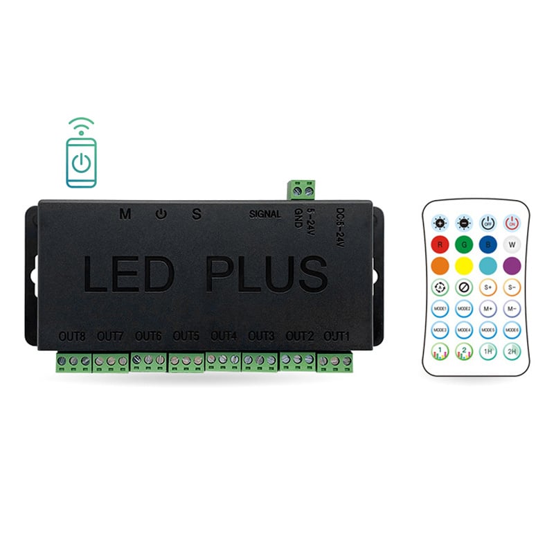 Wireless Bluetooth RF Digital SPI DMX512 8 Channel LED Light Controller Wireless Bluetooth RF Digital SPI DMX512 8 Channel LED Light Controller
