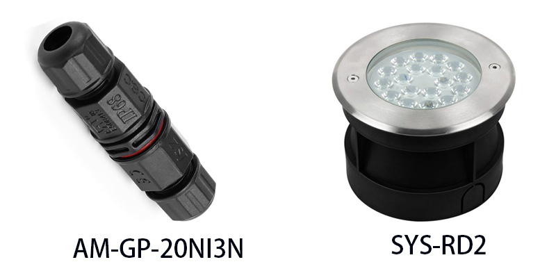 AM-GP-20NI3N I Type Waterproof Outdoor 3 Pin LED Light Connector Match