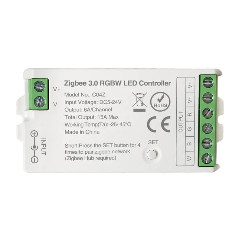 C04Z 5 to 24VDC Dimmable Zigbee RGBW LED Strip Controller