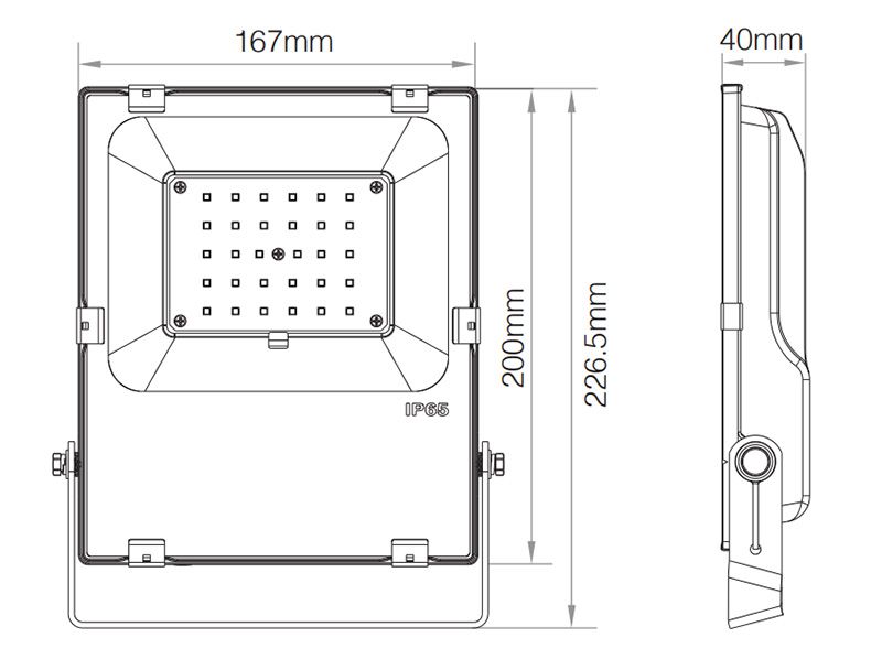 FL03Z RF Remote Zigbee Colored CCT RGB 30W LED Flood Light Size