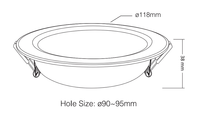 LM070 6W RF LED RGB CCT Color Changing Recessed Downlight Size