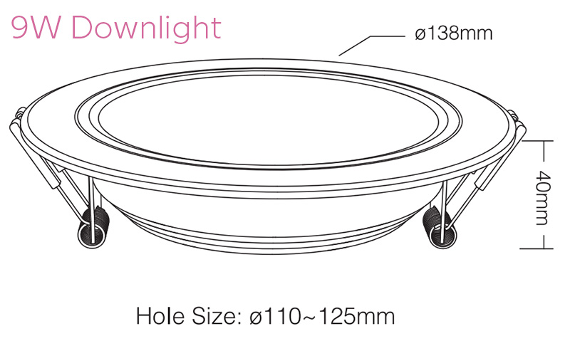 LM071B Bluetooth Mesh RGB CCT 9W Dimmable LED Downlight Size