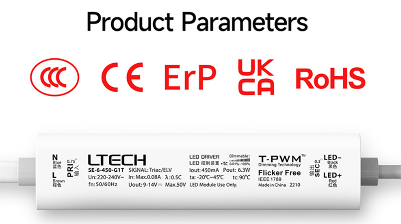 SE-6-300-G1T 6W 300mA High Frequency CC Dimming Triac LED Driver