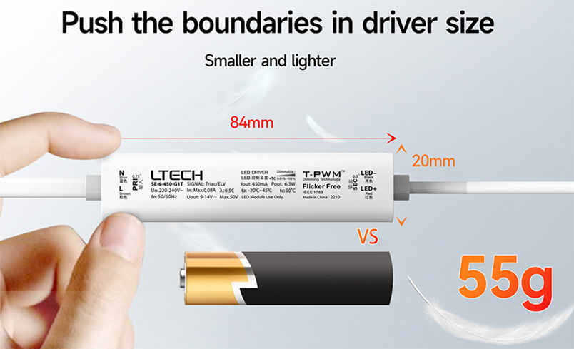 SE-6-300-G1T 6W 300mA High Frequency CC Dimming Triac LED Driver