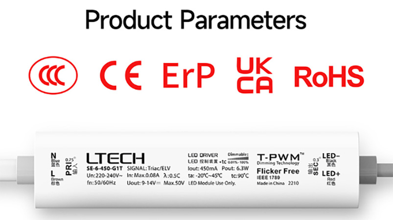 SE-6-500-G1T Isolated 6W 500mA CC PWM Dimming Triac LED Driver