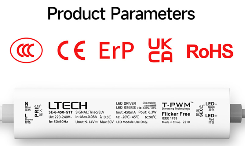 SE-6-700-G1T 6W 700mA Lightweight PWM CC Triac Dimming LED Driver