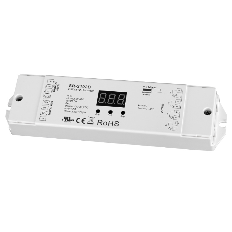 SR-2102B CV 12 to 36VDC RDM DMX512 Decoder 4 Channel