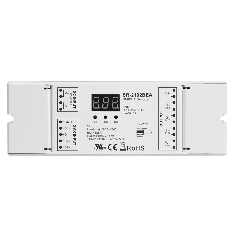 SR-2102BEA CV LED RGBW RDM 4 Channel DMX Decoder