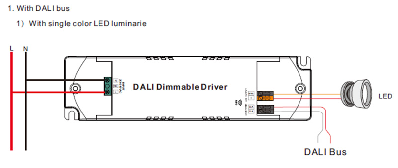 SRP-2305N-15CC100-700 CC NFC DALI2 DT6 LED Dimmer Driver 15W Wiring Diagram