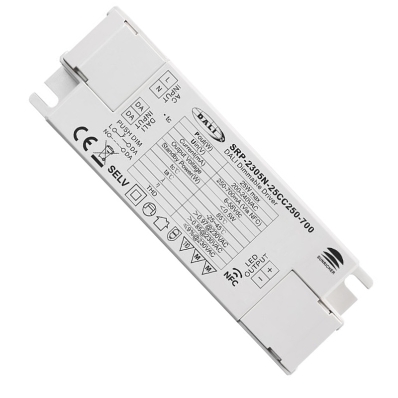 SRP-2305N-25CC250-700 CC NFC DALI 2 DT6 Dimmable 25W LED Driver