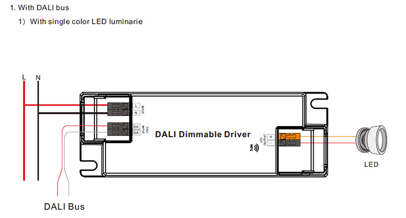 SRP-2305N-45CC500-1400 CC 45W DALI 500 to 1400mA LED Driver NFC Wiring Diagram