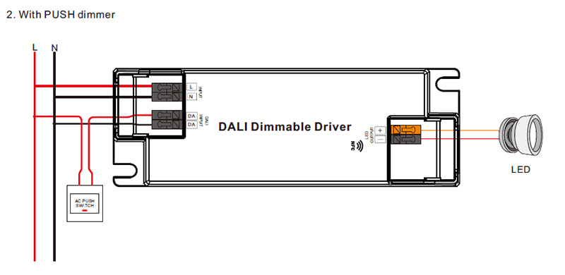 SRP-2305N-45CC500-1400 CC 45W DALI 500 to 1400mA LED Driver NFC Wiring Diagram