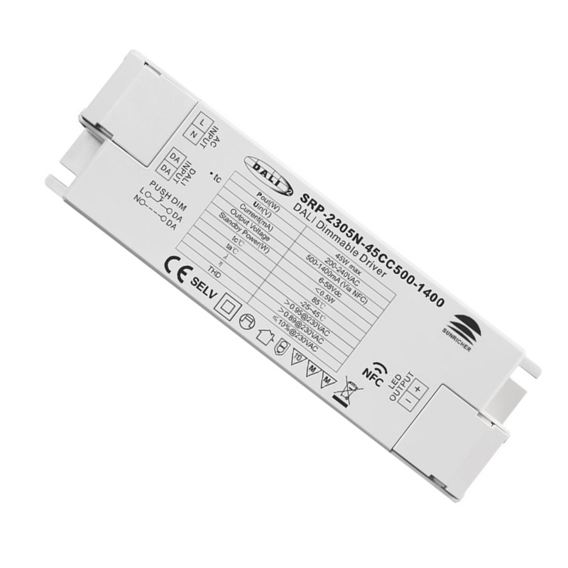 SRP-2305N-45CC500-1400 CC 45W DALI 500 to 1400mA LED Driver NFC