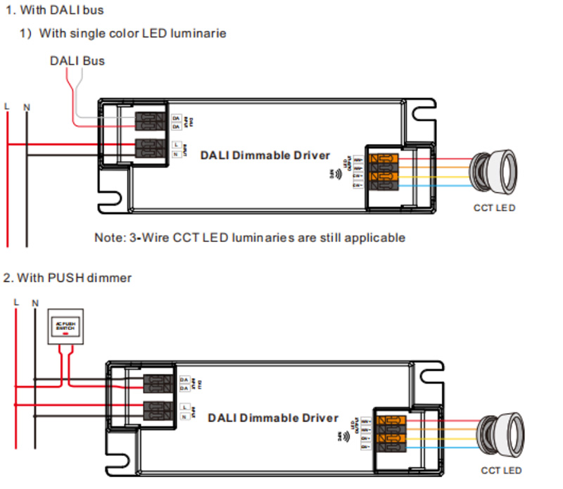 SRP-2309N-10CCT100-500 CC 10W DALI DT8 Driver Wiring Diagram