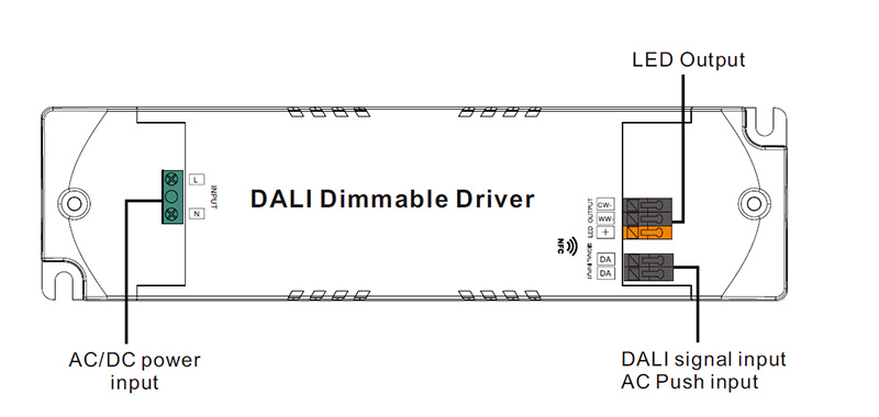 SRP-2309N-15CCT100-700 NFC DALI 2 DT8 15W CCT LED Driver Function Introduction