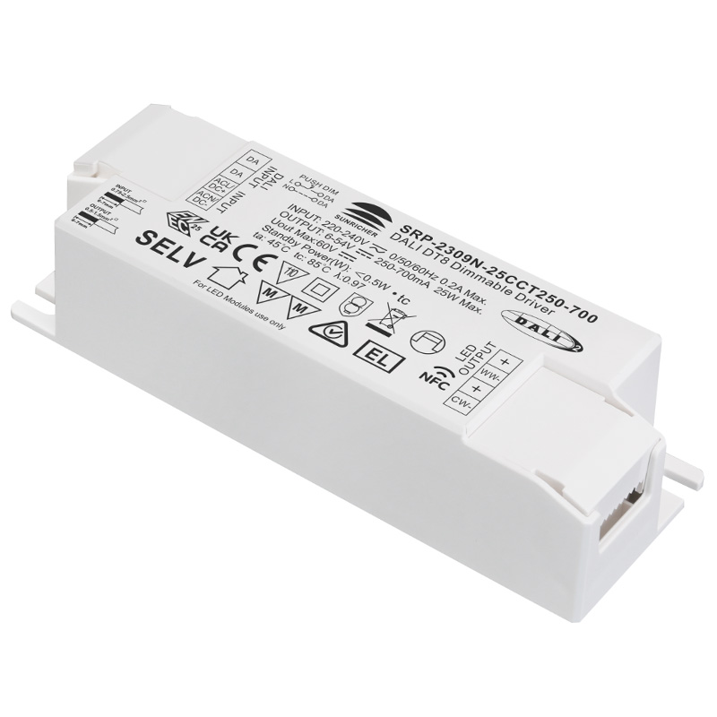 SRP-2309N-25CCT250-700 25W CC DALI DT8 NFC CCT Tunable LED Driver