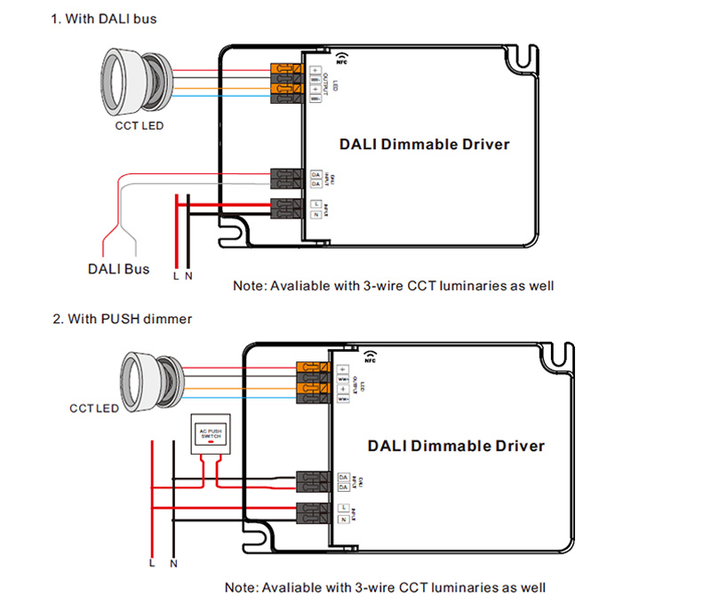 SRP-2309N-65CCT500-1500 65W DALI NFC LED Light CCT Driver CC Wiring Diagram