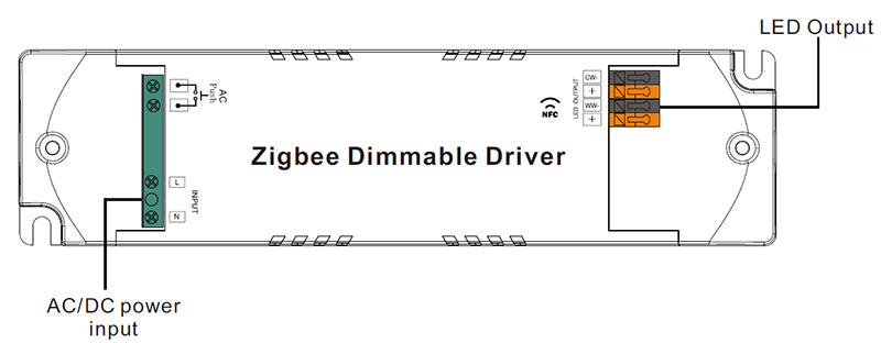 SRP-ZG9105N-12CCT100-700 CC Dimmable NFC Zigbee CCT LED Driver 12W Function introduction