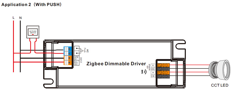 SRP-ZG9105N-45CCT500-1400 CC Zigbee CCT LED Dimmable Driver NFC Wiring Diagram