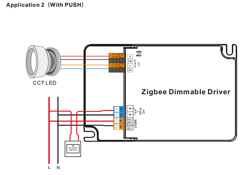 SRP-ZG9105N-65CCT500-1500 NFC CCT 500 to 1500mA LED driver Zigbee Wiring Diagram