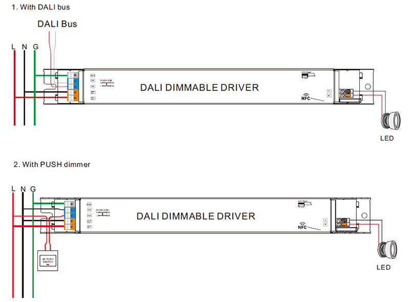 SRPL-2305N-30CC250-850 CC DALI 2 NFC Dimming LED Power Driver 30W Wiring Diagram