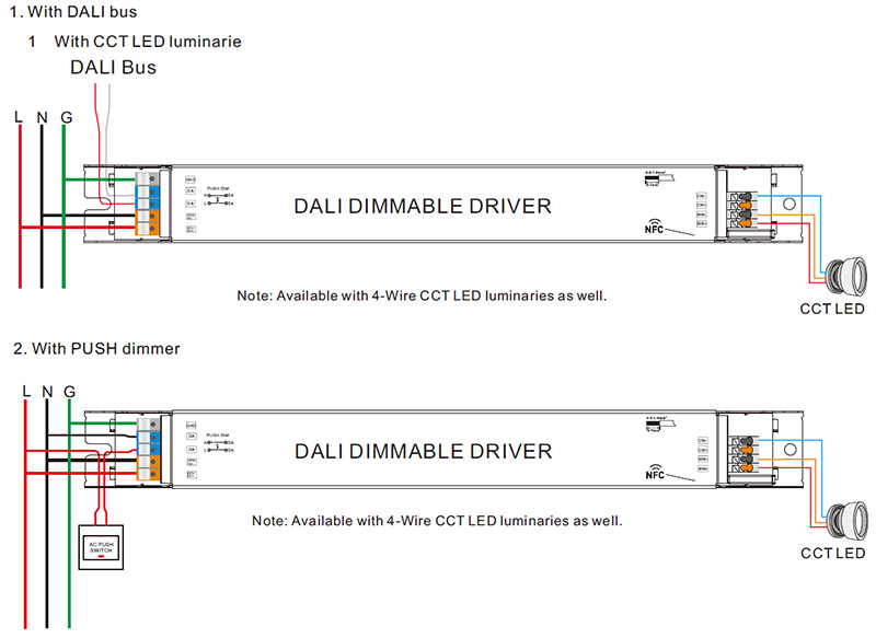 SRPL-2309N-50CCT650-1300 CC CCT LED NFC DALI Dimming Driver 50W Wiring Diagram