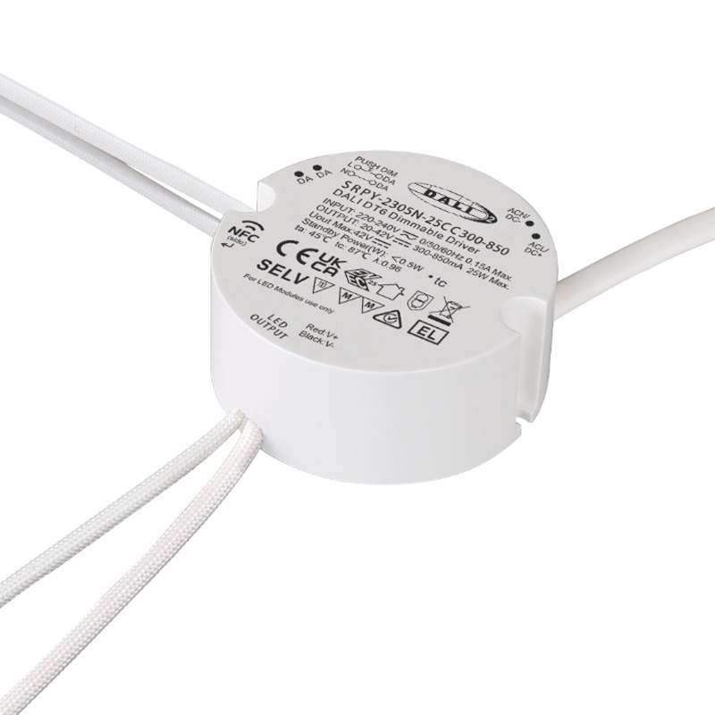 SRPY-2305N-25CC300-850 CC NFC DALI Dimmable LED Strip Driver 25W